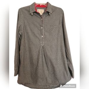 Victoria’s Secret Button Down Long Sleeve Black White Cotton Check Nightshirt M